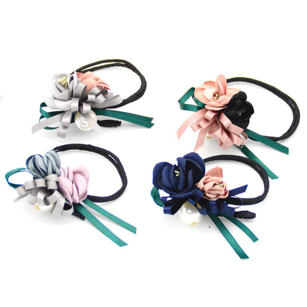 Bun Hair Half Bun Pearl Flower Hair Plate Hair Elastic Korean Styling Headdress Hair Accessories