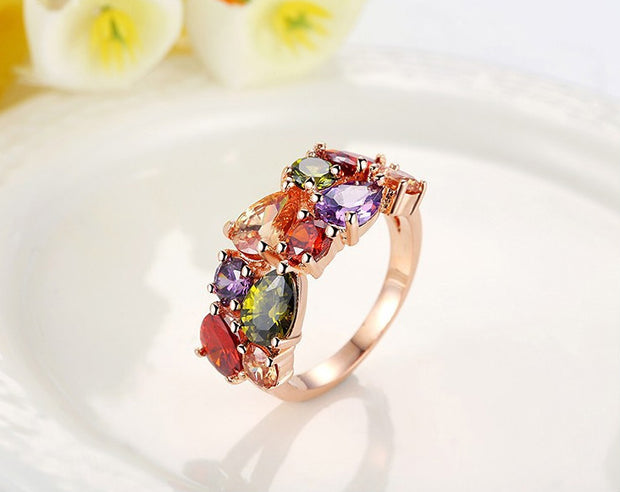 Colored zircon rings